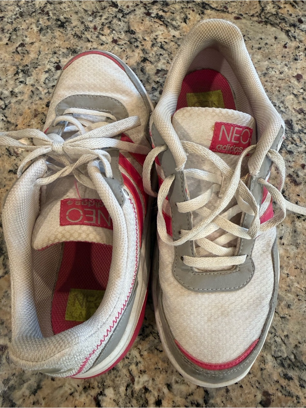 adidas White & Pink NEO Lace-Up Sneakers size 7